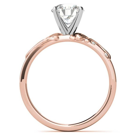 3.0Carat -9.0mm Round Moissanite Floral Accent Engagement Ring - Picture 13 of 16